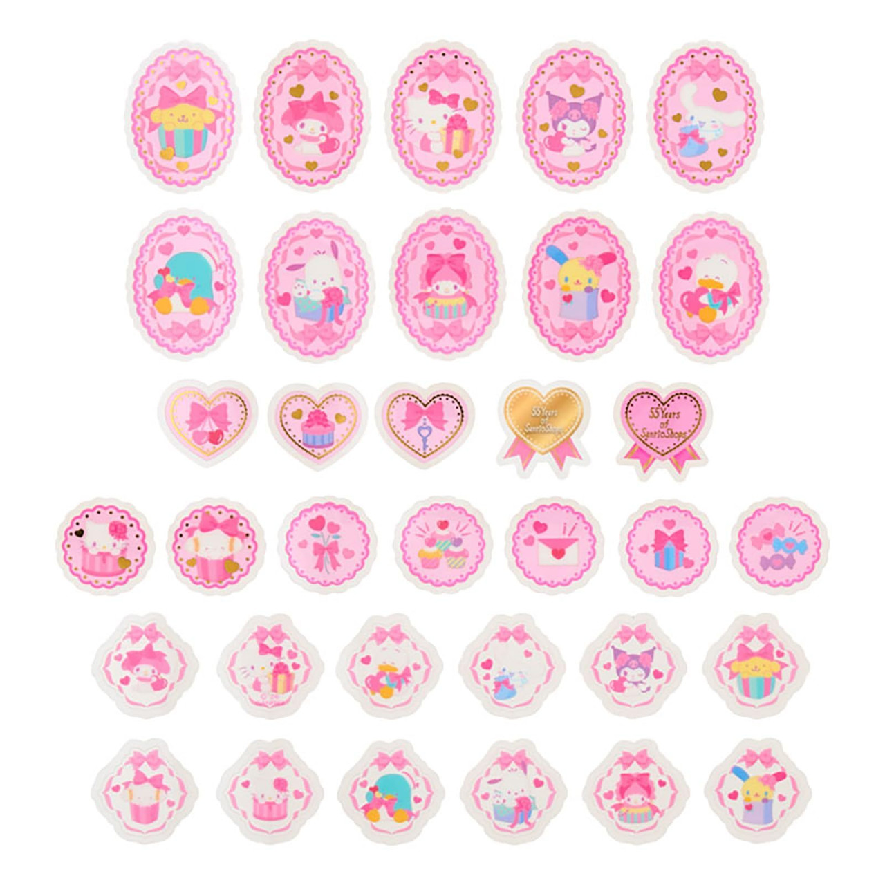 Sanrio|55th Anniversary Hello kitty Wrapping Paper Sticker Set|34 pieces