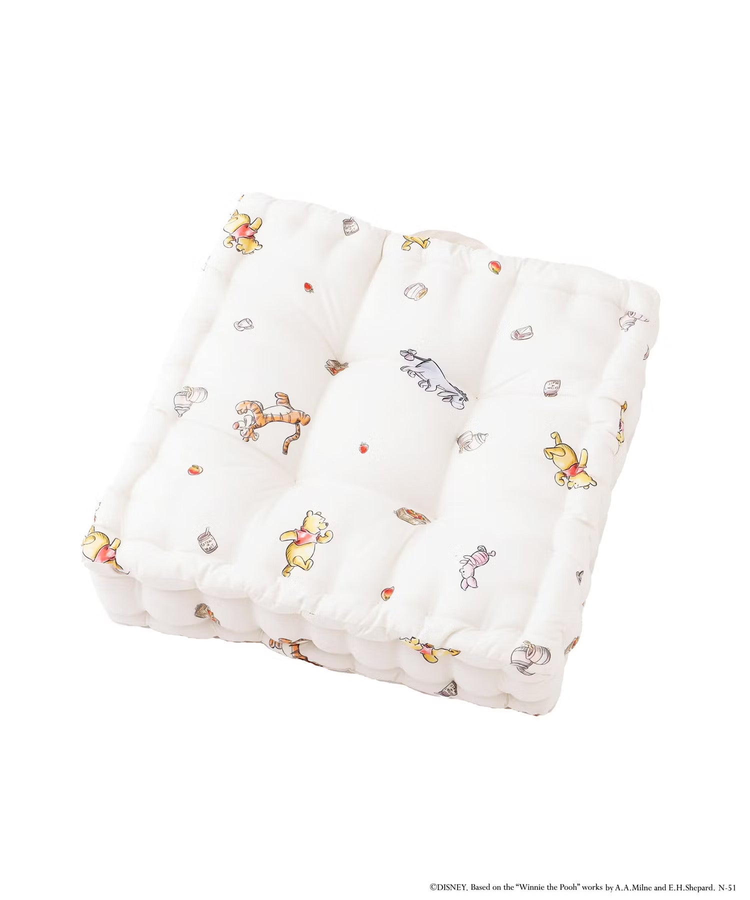 Disney|winnie the pooh噗噗家居可爱印花坐垫/又厚又软弹性足|約幅42×奥行42×高さ10cm