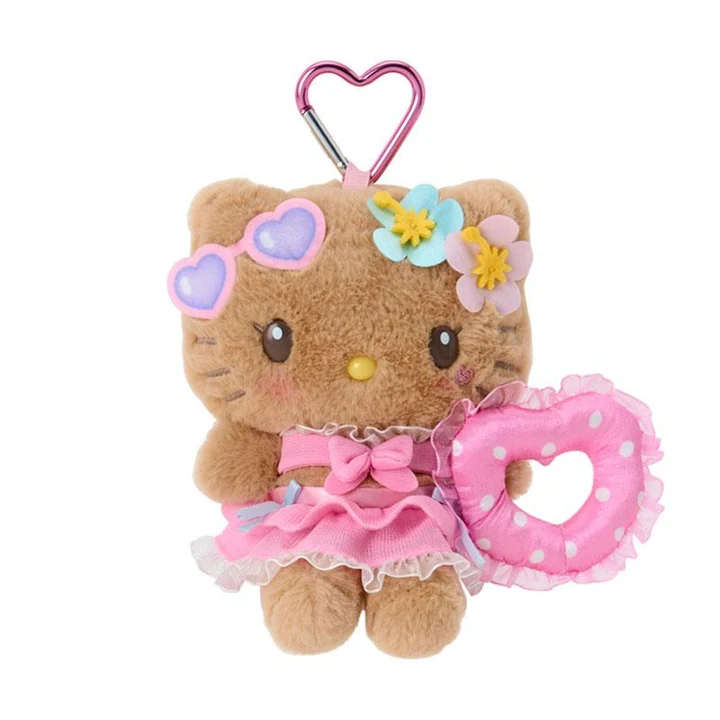 Sanrio|Sparkling Summer Pool Tan Sunburned Mascot Holder /Plush Keychain|80×30×15mm approx.