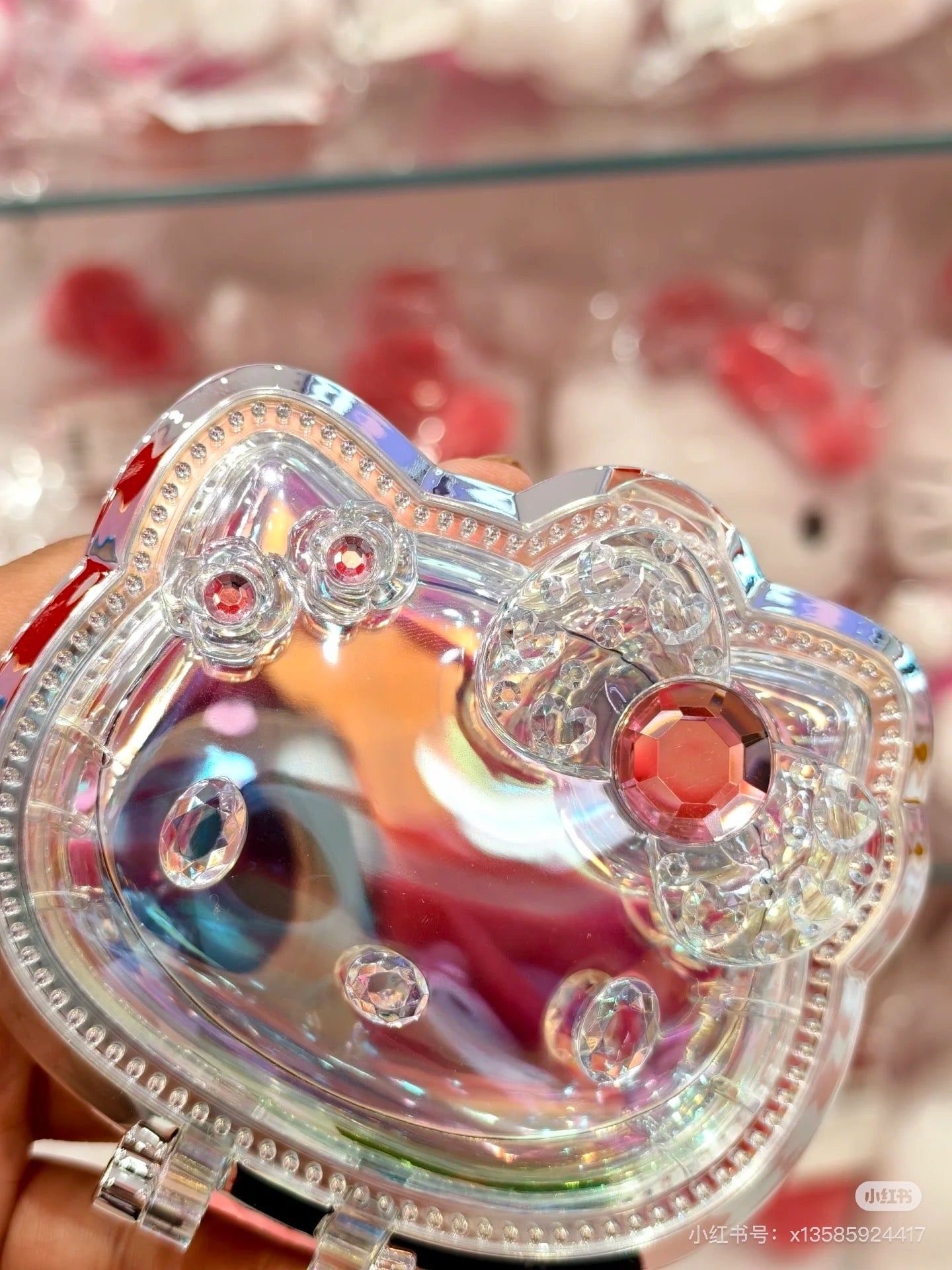 Sanrio|Face Aurora Hologram Sliver Folding Stand Mirro|12.5×1.5×9cm approx.