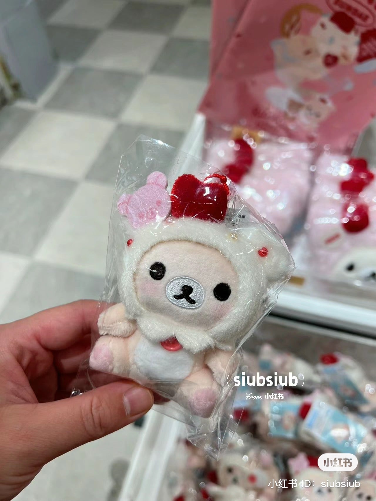 Rilakkuma轻松熊|Etoile et Griotte限定樱桃奶昔小白熊mini玩偶/公仔