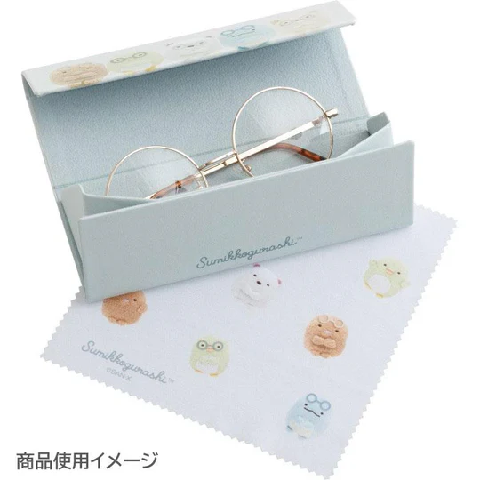 Sumikko gurashi|Photo Series Blue Folding Glasses Case & Cloth|60×160×60mm approx.