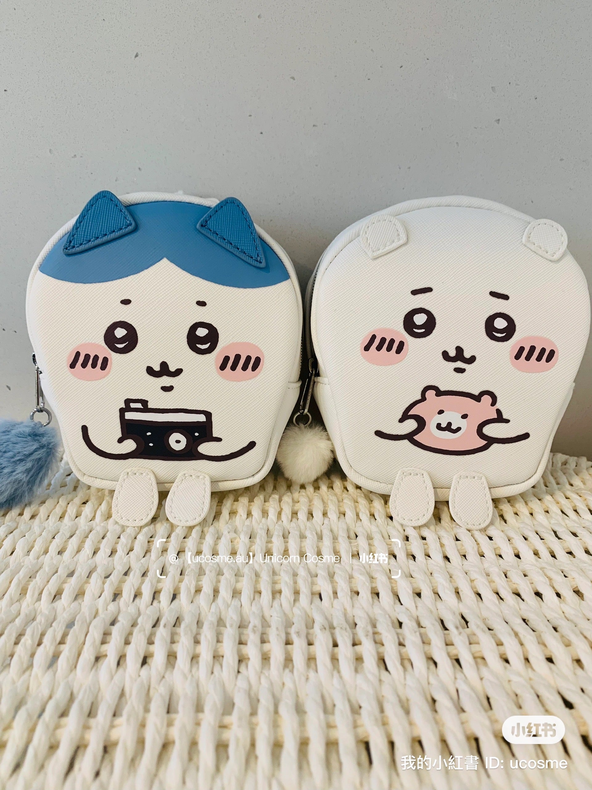 Chiikawa 吉伊卡哇|GU联名十字纹皮质感角色人形收纳包/零钱包/可做挂包