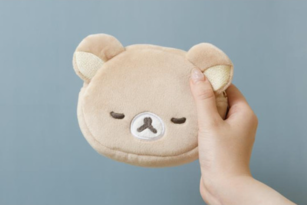 Rilakkuma轻松熊| San-X Plush Pouch / New Basic Rilakkuma脸型毛绒零钱包/小收纳包|约110 x 130 x 40 mm