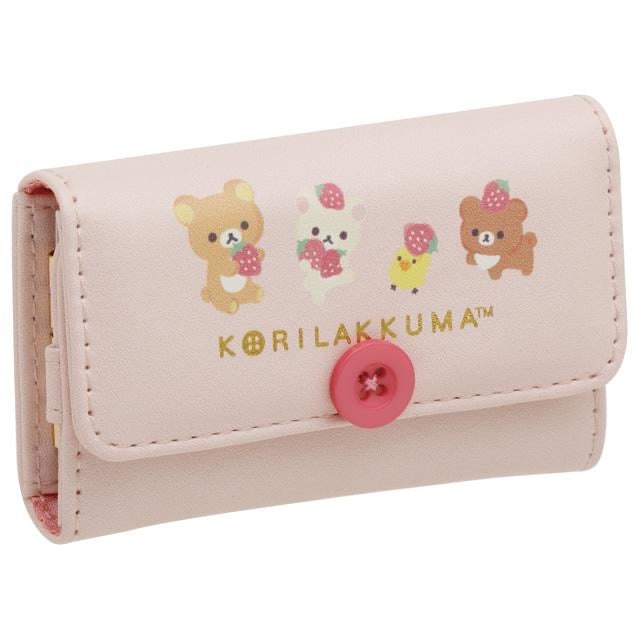 Rilakkuma轻松熊|草莓日系列皮质感钥匙包|約H65×W105×D20mm