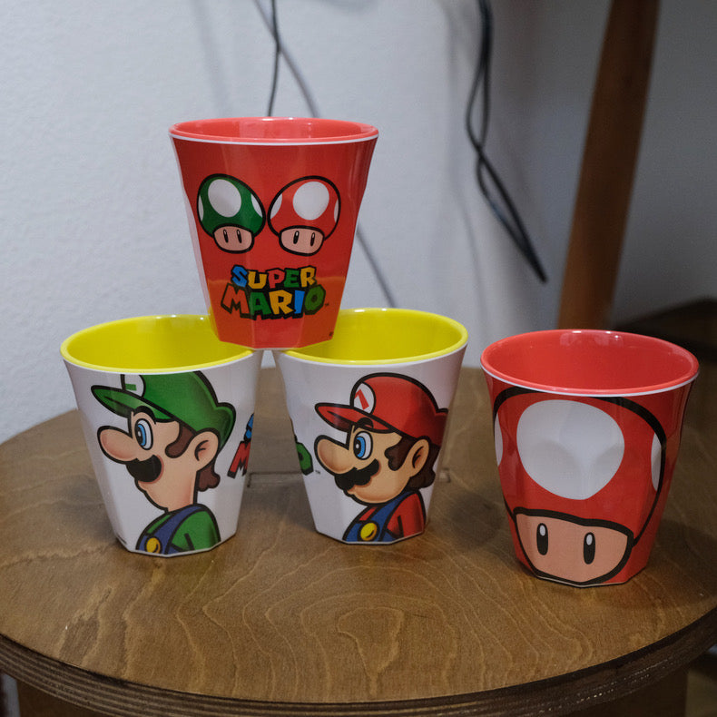 Nintendo|Mario Melamine Tumbler - Mushroom / Super Mario Brothers超级马里奥蘑菇头奇诺比奥树脂防摔漱口杯/水杯/正反两种图案|约88×90mm