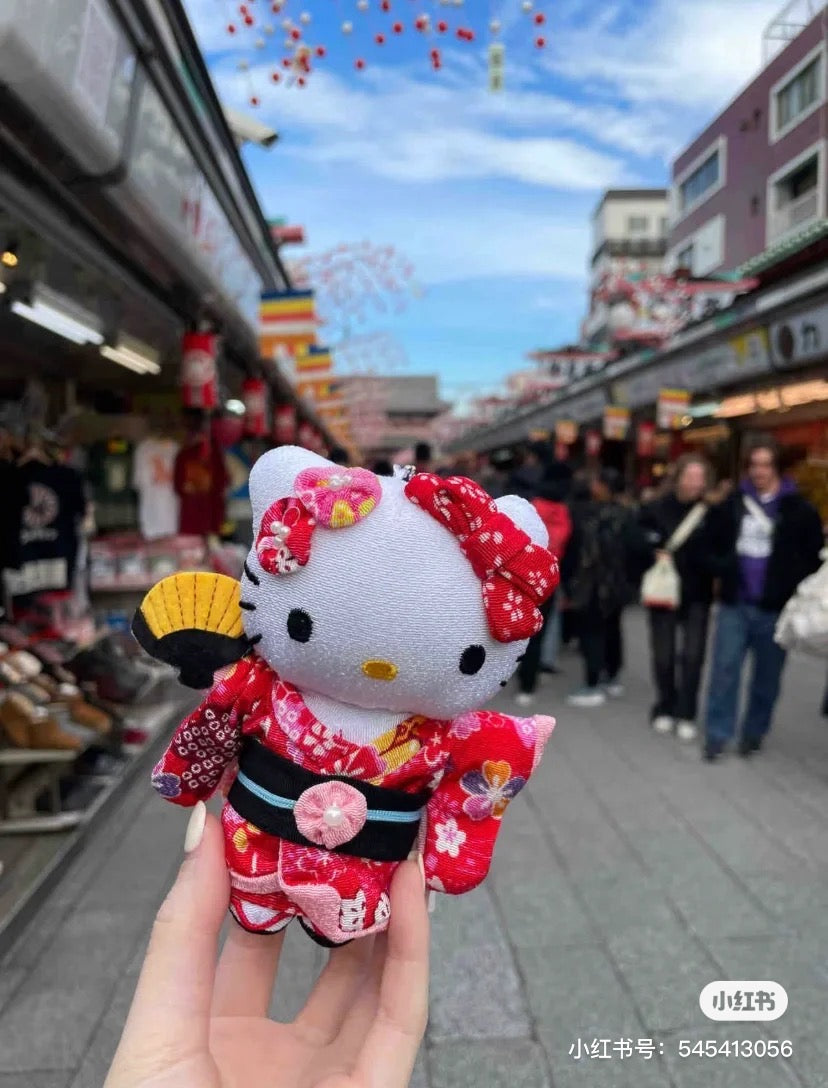 Hello kitty凯蒂猫|复古和服扇子挂件|约9×5×12cm