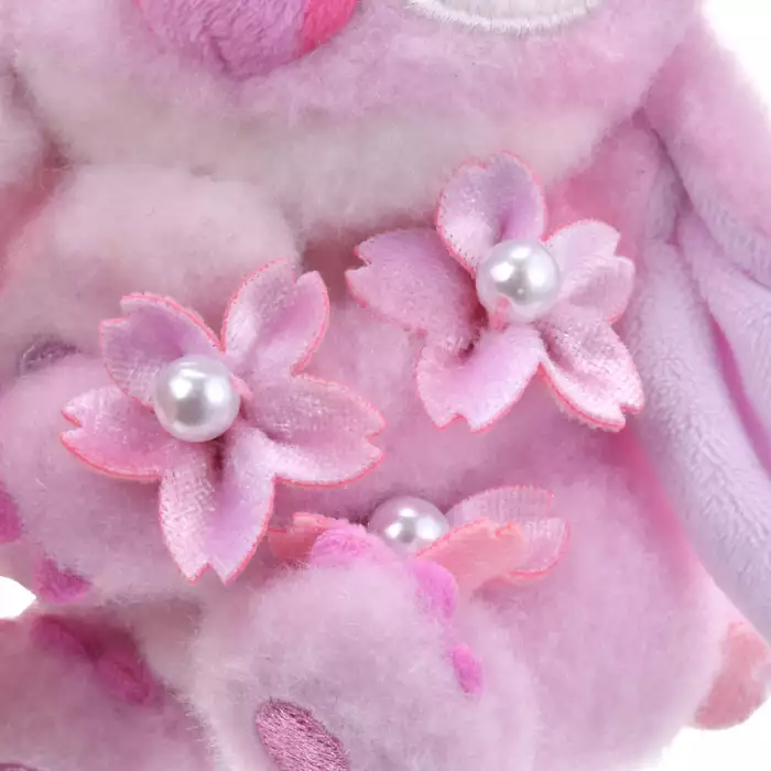 Disney迪士尼|Cherry Blossom Sakura 2025Collection Stitch & Scrump Plush Keychain东迪2025年限定樱花粉史迪仔抱小金毛绒玩偶钥匙扣挂件/包挂/樱花造型钥匙圈|约高さ13.5×幅12×奥行き9(cm)
