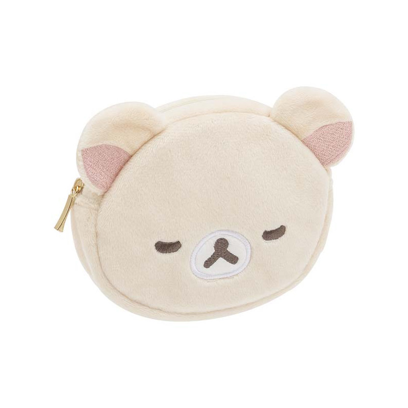Rilakkuma轻松熊| San-X Plush Pouch / New Basic Rilakkuma脸型毛绒零钱包/小收纳包|约110 x 130 x 40 mm