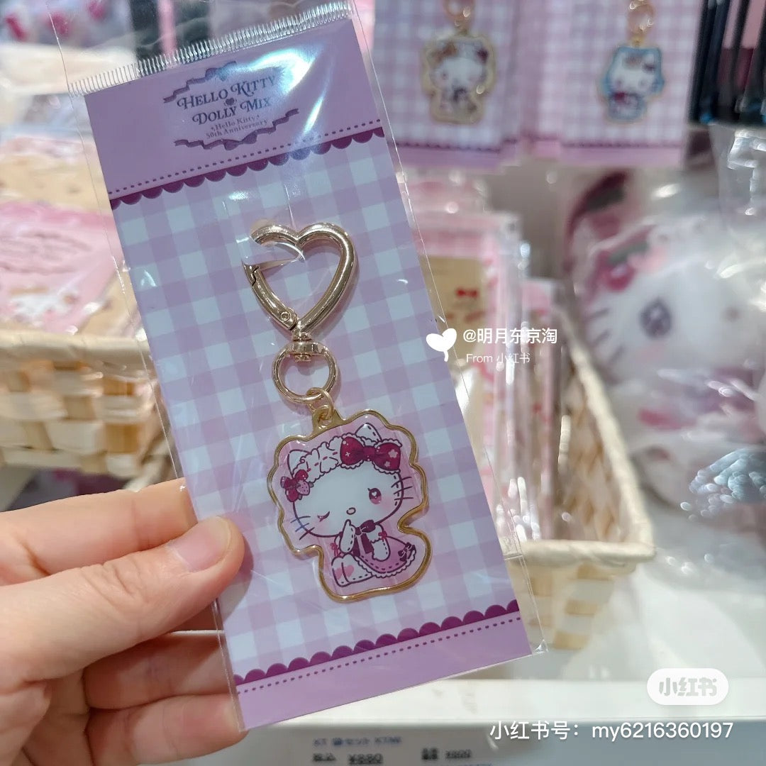 Sanrio|Hello Kitty x Dolly Mix Metal Keychain/Keyring | 3.8×0.2×4.2cm approx.