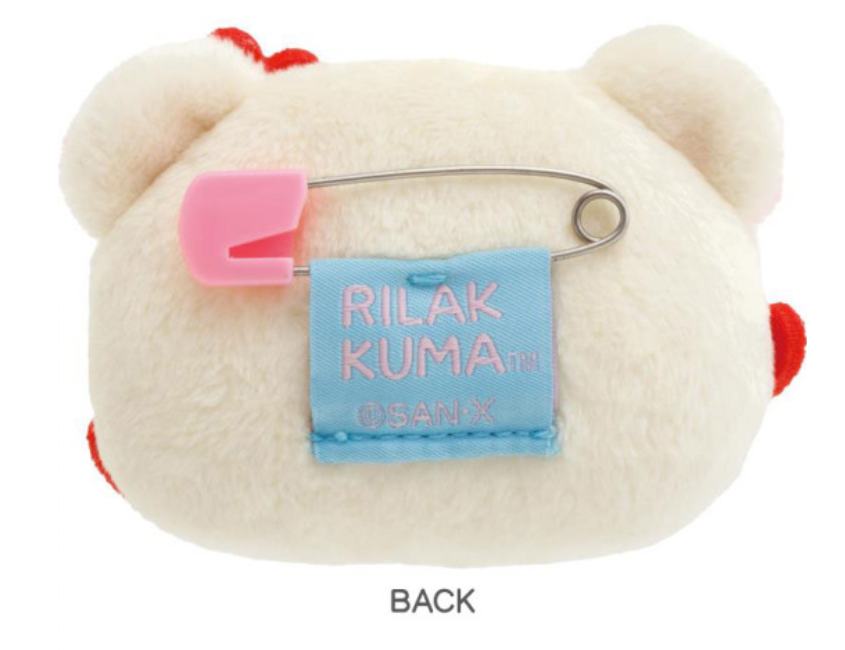 Rilakkuma轻松熊|San-X Plush Badge 可爱角色毛绒熊头徽章别针|约40×60×15mm