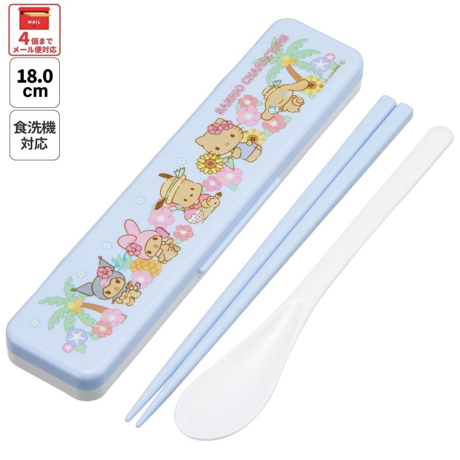 Sanrio|Summer tan Characters Chopsticks and Spoon Set|188mm x 47mm x 18mm approx.