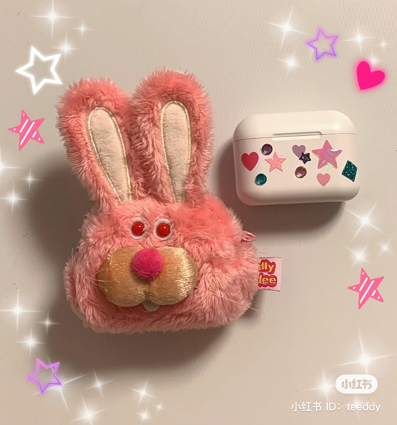 Gladly gladee|粉兔兔无线耳机手袋零钱包/Airpods收纳袋/耳机包