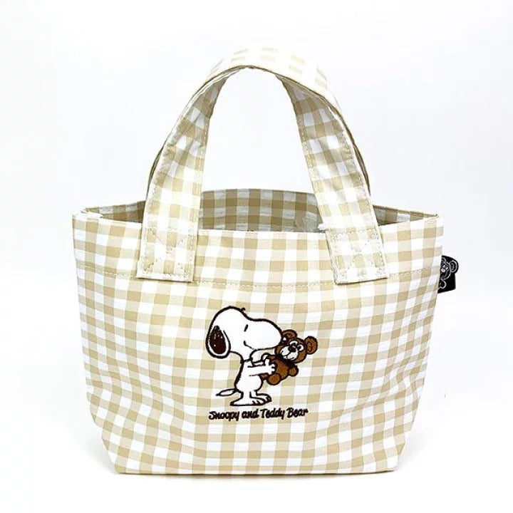 Snoopy|抱泰迪熊系列刺绣托特包/收纳包/可爱满印内里|約30cm×10cm×20cm