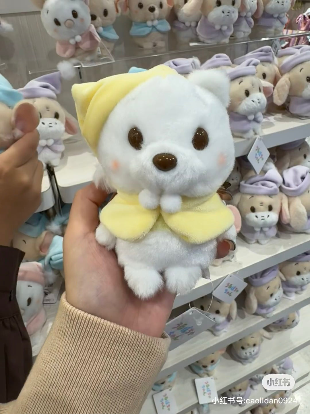 Disney迪士尼|Winnie the Pooh Urupocha-chan Plush Doll Fruit Latte Color东迪冬日限定水果拿铁色睡衣睡帽斗篷系列豆豆眼毛绒小玩偶/公仔摆件|约H11.5×W10.5×D7.5cm