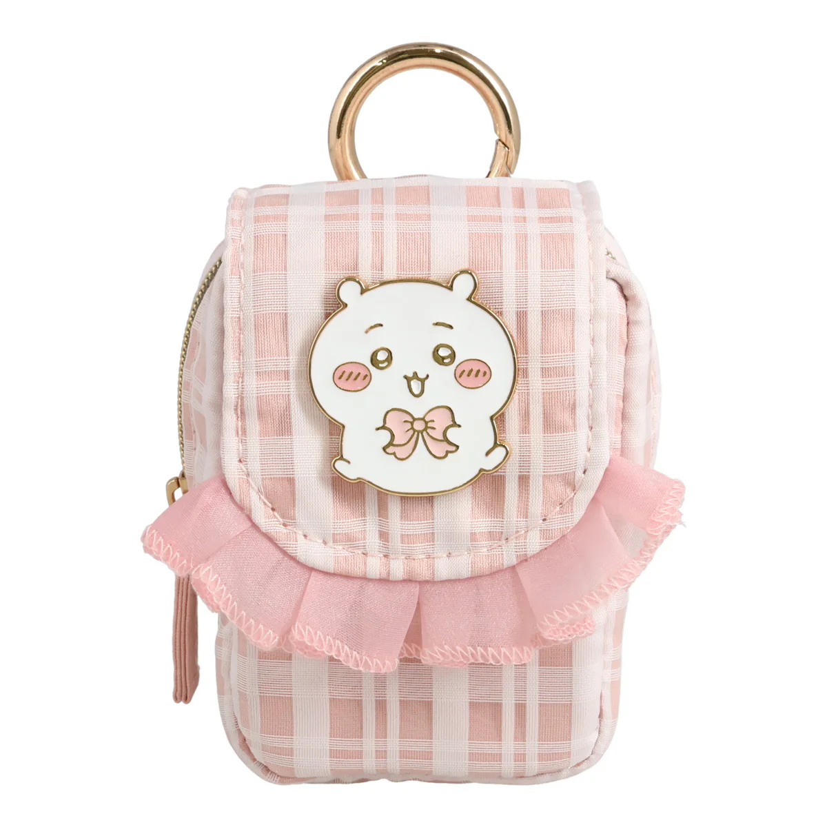 chiikawa|Check Series Mini Pouch with Carabiner|H90 x W65 x D40mm approx.