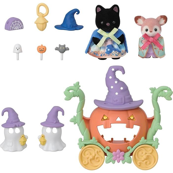 SylvanianFamilies|Seasonal Halloween Ghost and Pumpkin Carriage Set
