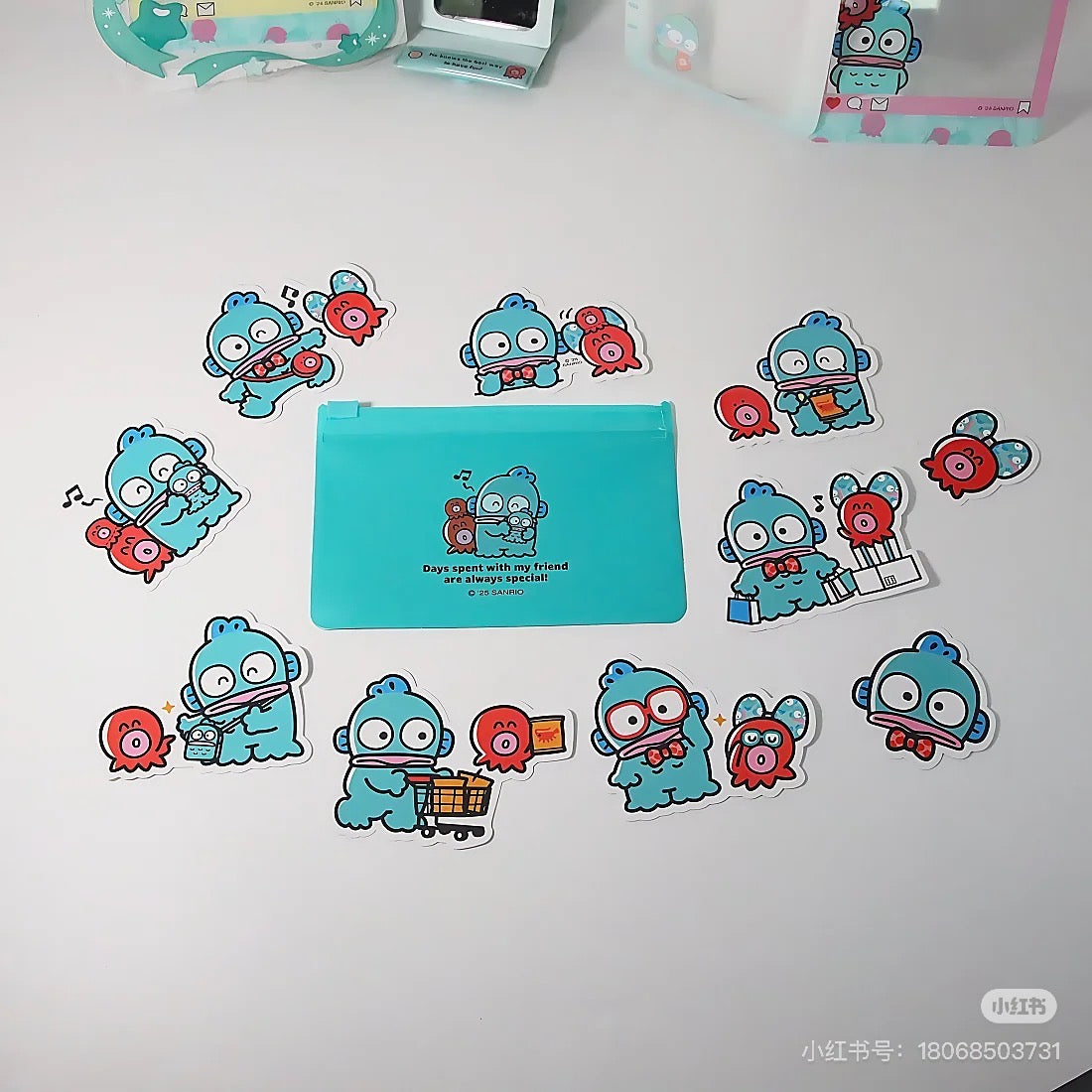 Sanrio|Hangyodon 40th Anniversary Happy Life Sticker & Case Set| 12×0.2×8cm approx.