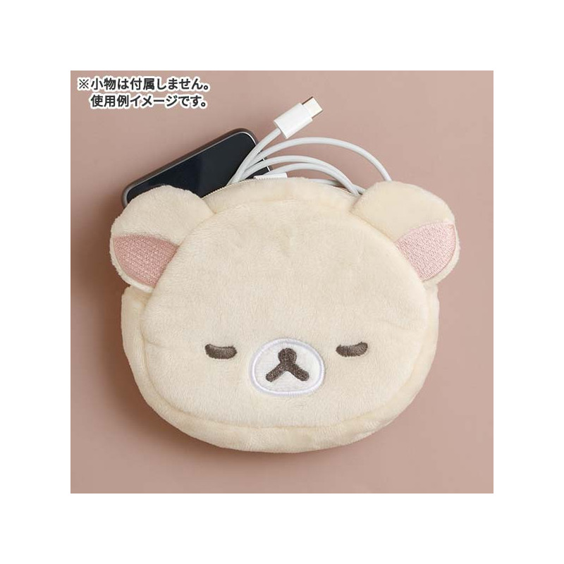 Rilakkuma轻松熊| San-X Plush Pouch / New Basic Rilakkuma脸型毛绒零钱包/小收纳包|约110 x 130 x 40 mm