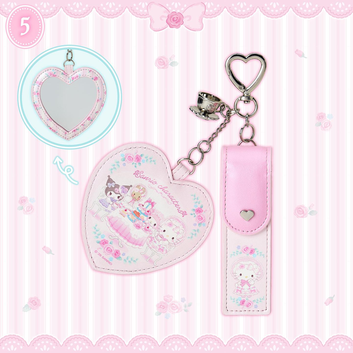 Sanrio|Fairy Tale Party Lip Pouch with Mirror|85×110×40mm approx.