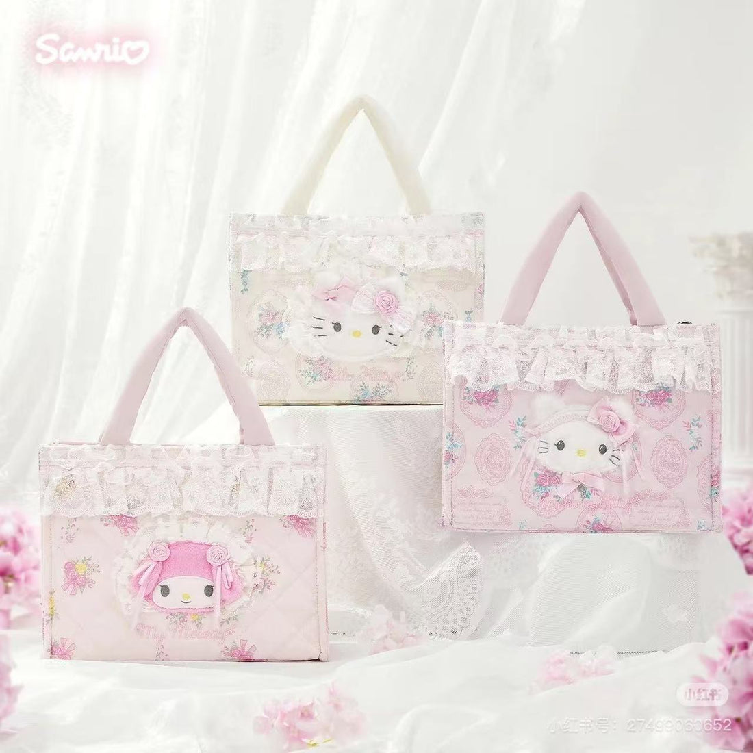 Sanrio|White Frill Design 2 Way Tote Bag|23×11×17.5cm approx.