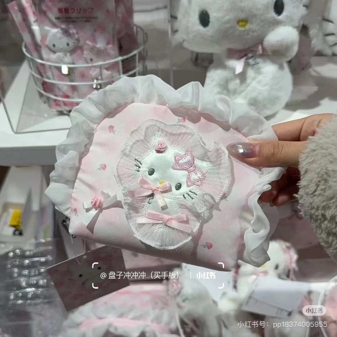 Sanrio|My Furbaby Charmmykitty Frill Cosmetic Pouch|14×4×12cm approx.