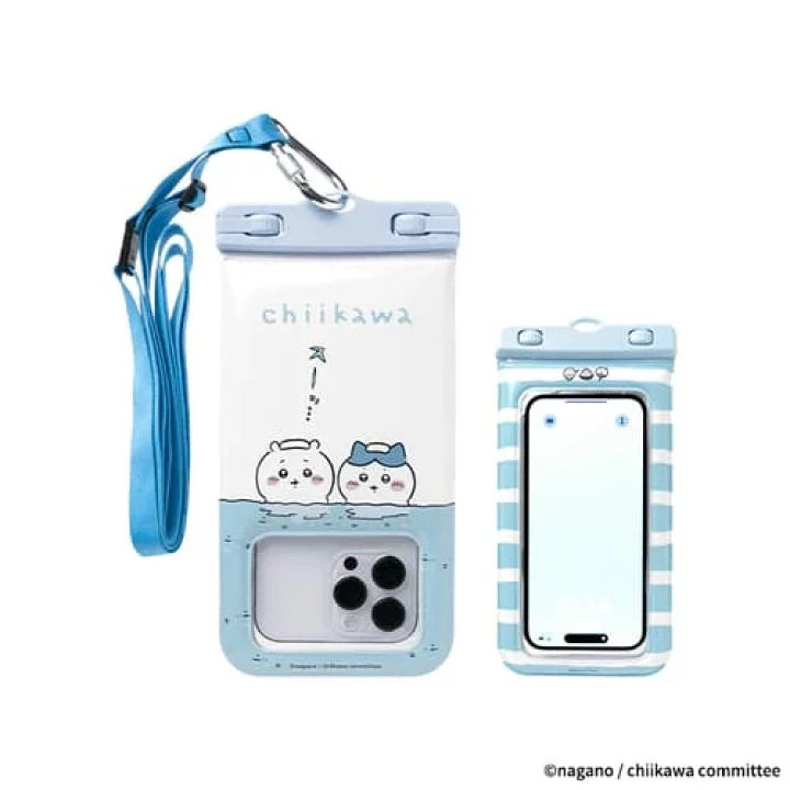 Chiikawa 吉伊卡哇|防水可挂脖/可直接触摸打字手机袋/防水收纳袋/适用于户外/BBQ/海边/雨天等/背后可收纳钥匙/零钱