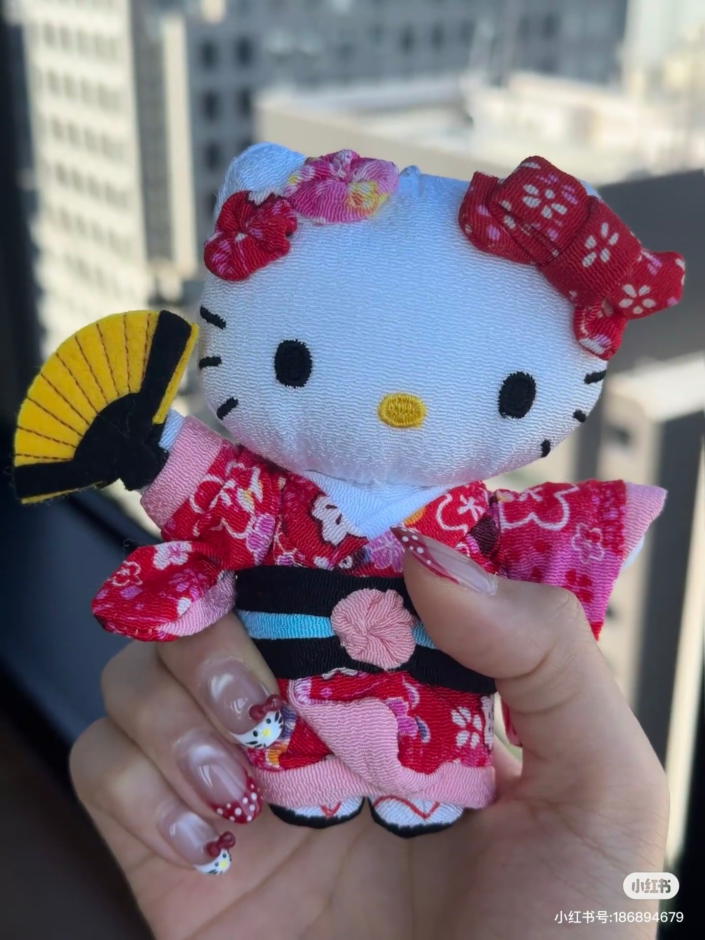 Hello kitty|Crepe Japanese kimono Mascot Holder /Plush Keychain|12×5×12cm approx.