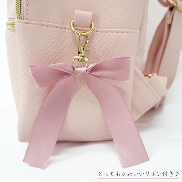 Sanrio|Pink & Gold Ribbon Mini Backpack|H27×W23.5×D13cm approx.
