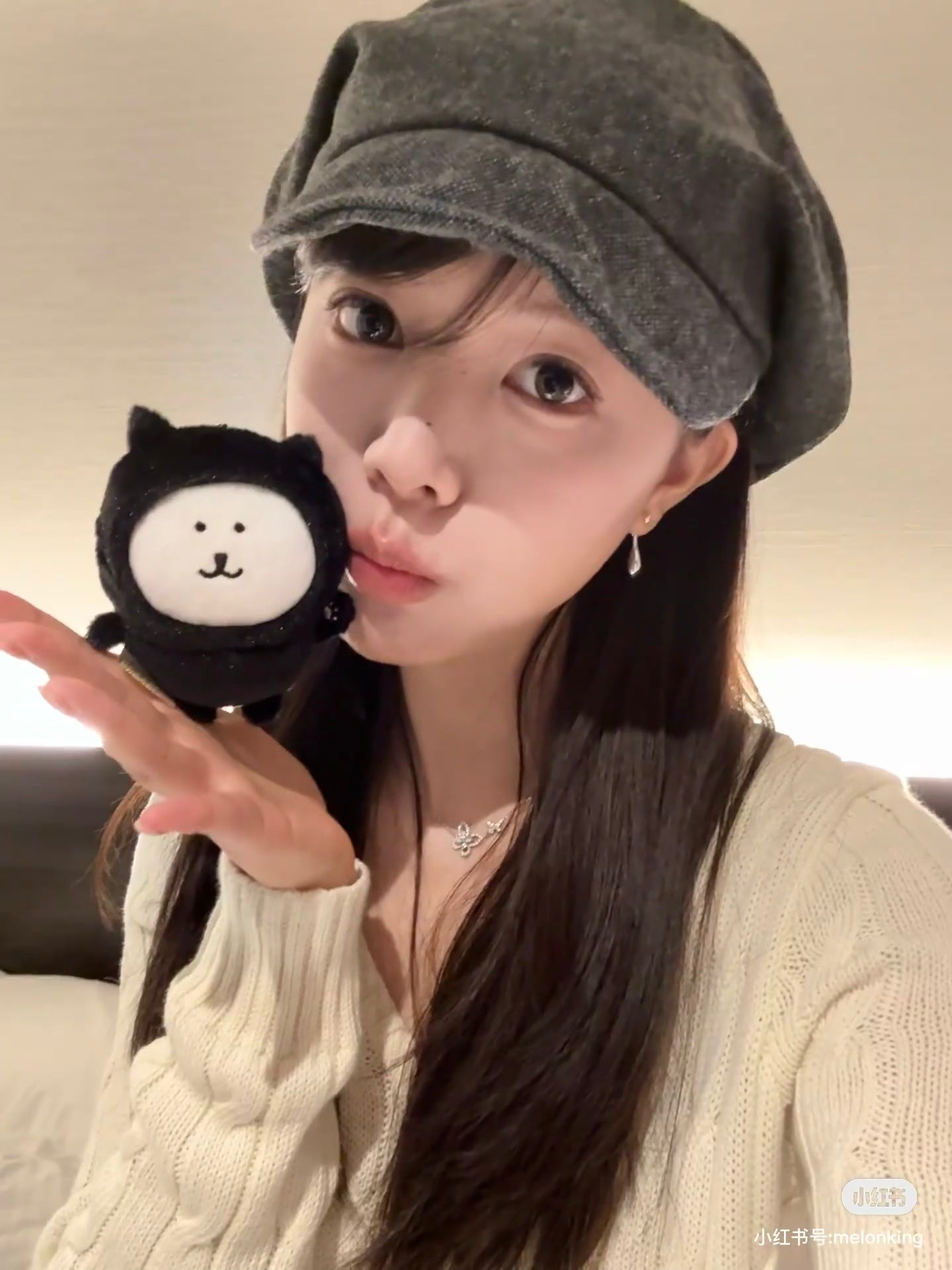 Nagano|Black Cat Bear Mascot Holder /Plush Keychain| 120mm H x 95mm W x 55mm D approx.