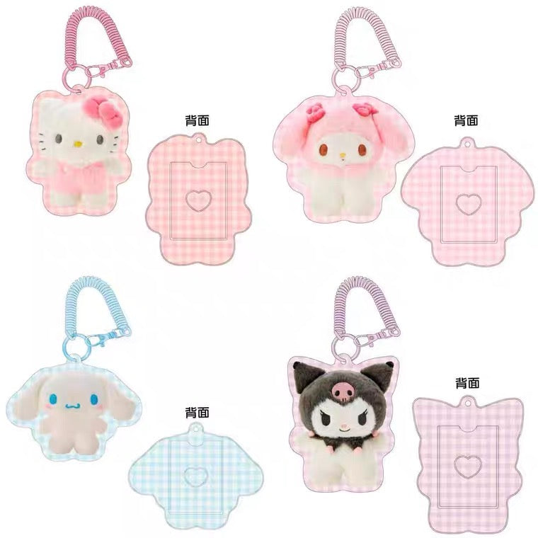 Sanrio|Character-shaped Pass Case - Pitatto Friends Photo多巴胺格纹系列可爱人物造型线圈便携式卡套|约17×1×13cm