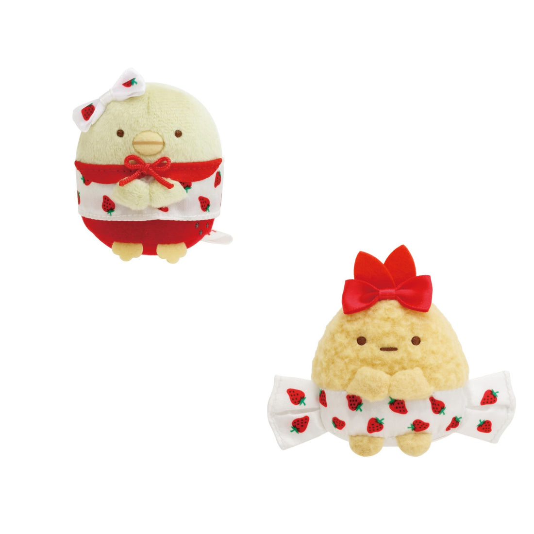 Sumikko gurashi角落生物|San-X Tenori Plush - Sakuma Strawberry Milk Candy 草莓牛奶糖可爱角色毛绒玩偶摆件/手玉|约60×50×50mm