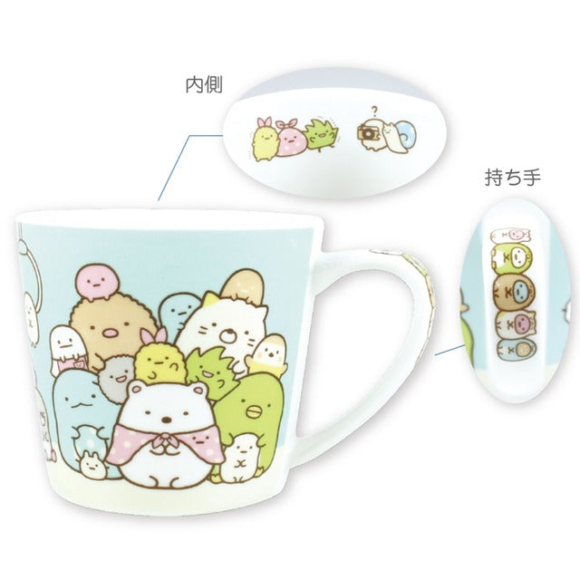 Sumikko gurashi角落生物|广口彩色可爱陶瓷马克杯/手柄也有图案/带彩色角落生物礼物盒|约220ml