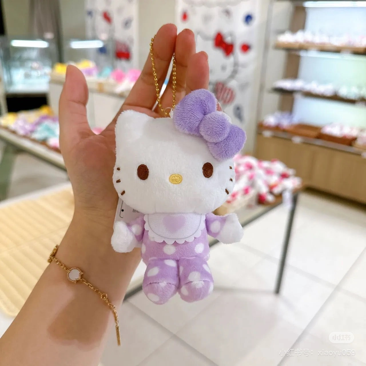 HelloKitty|Sanrio 50th Anniversary Collection Standard Baby Mascot Holder /Plush Keychain| 85x100x45mm approx.