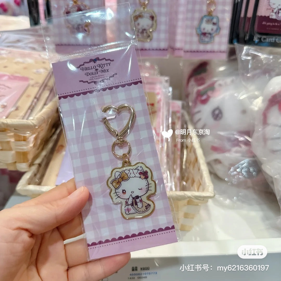 Sanrio|Hello Kitty x Dolly Mix Metal Keychain/Keyring | 3.8×0.2×4.2cm approx.