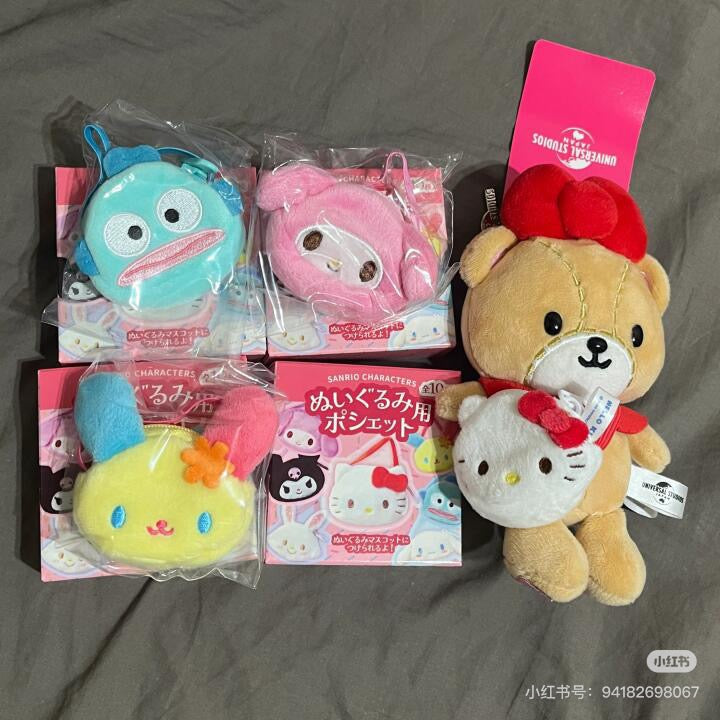 Sanrio三丽鸥|毛绒玩偶公仔斜挎包/脸型零钱包/迷你收纳包盲盒/全10种|1枚入