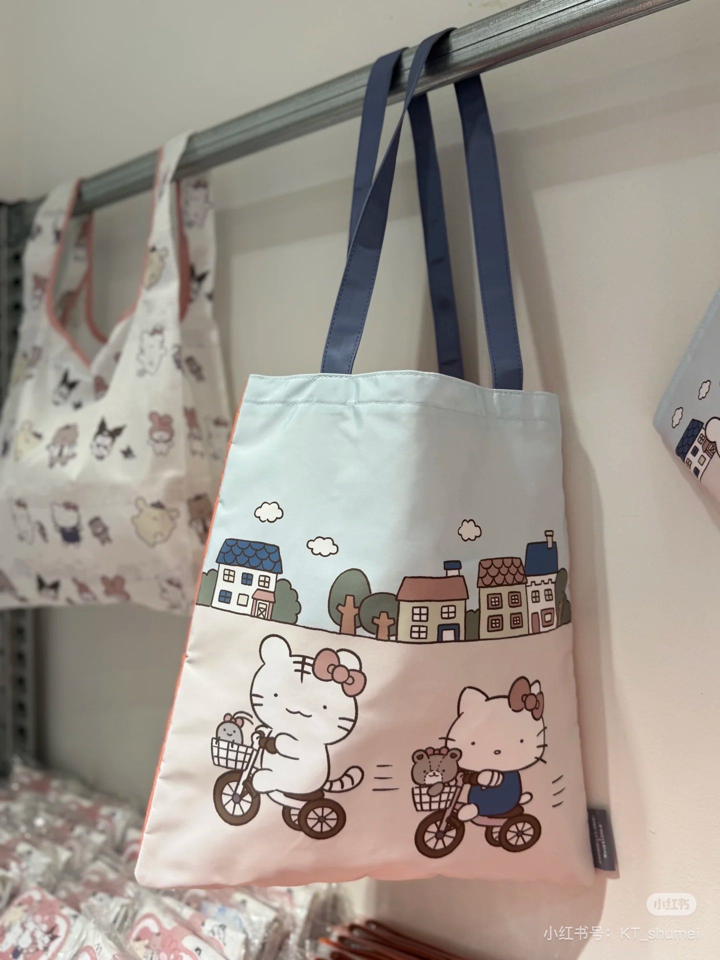 Sanrio|White Tiger and Black Tiger Prawn Character Tote Bag with Pocket|H380 x W350mm approx.