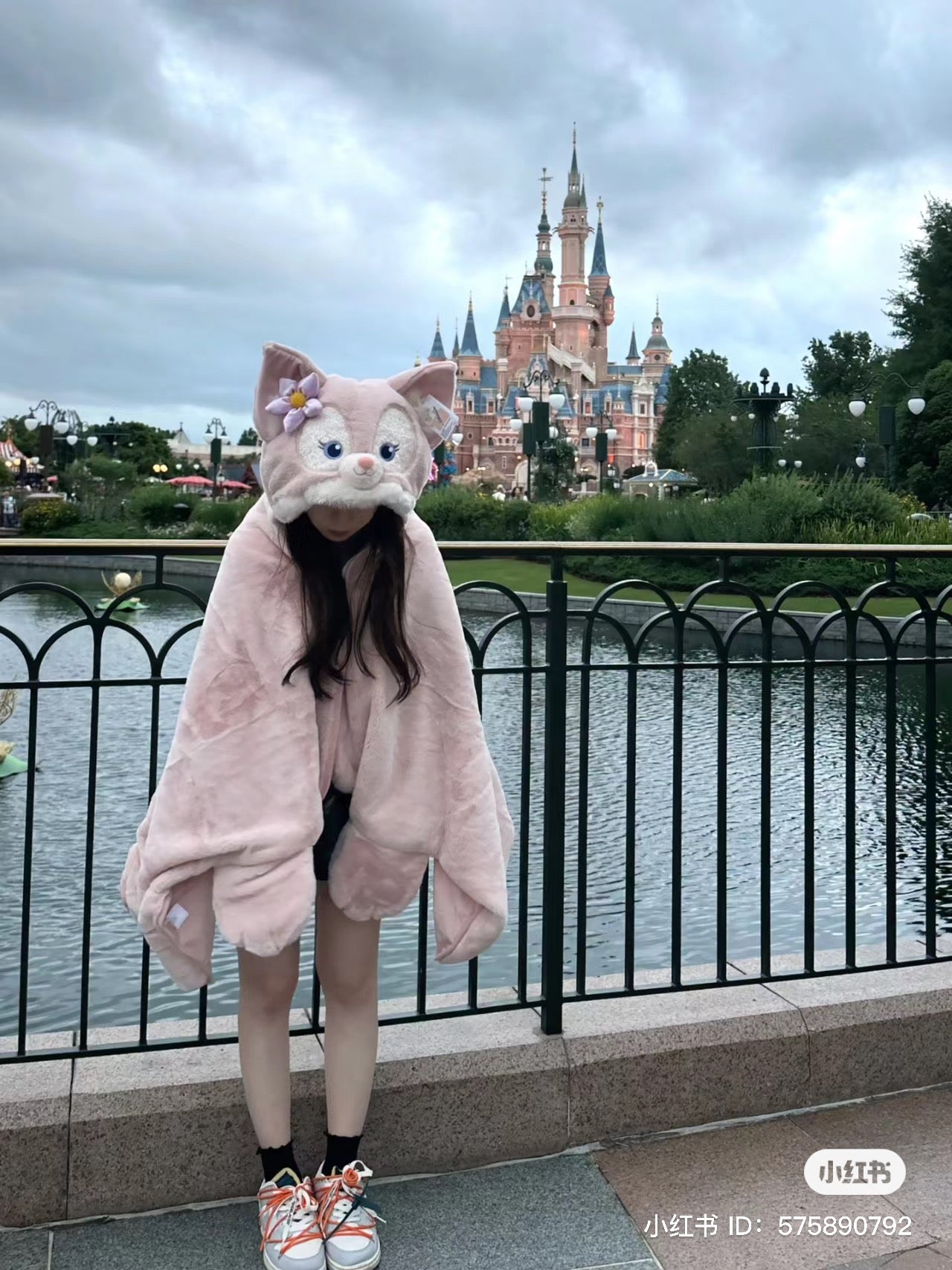 Disney SH|贝儿带帽超柔软毛毯/披毯/披风/斗篷