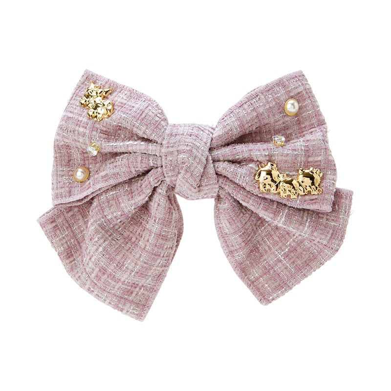 Sanrio|小香风大只蝴蝶结发夹/上有角色金色饰品