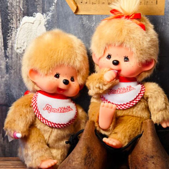 Monchhichi|Premium Standard Beige Plush Dolls/PlushToy|S/13W x 7.5L x 21.5H approx.