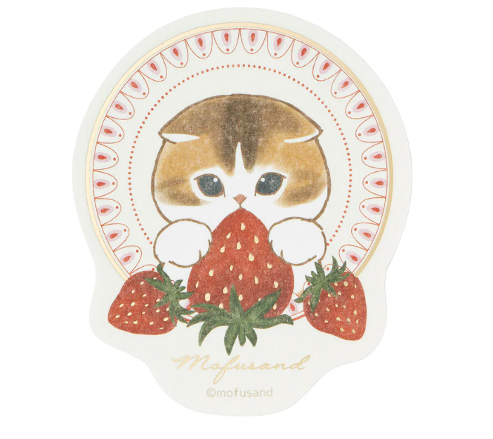 Mofusand|Merci Strawberry Smartphone-sized Foil-Stamped Sticker|H75×W65mm approx.