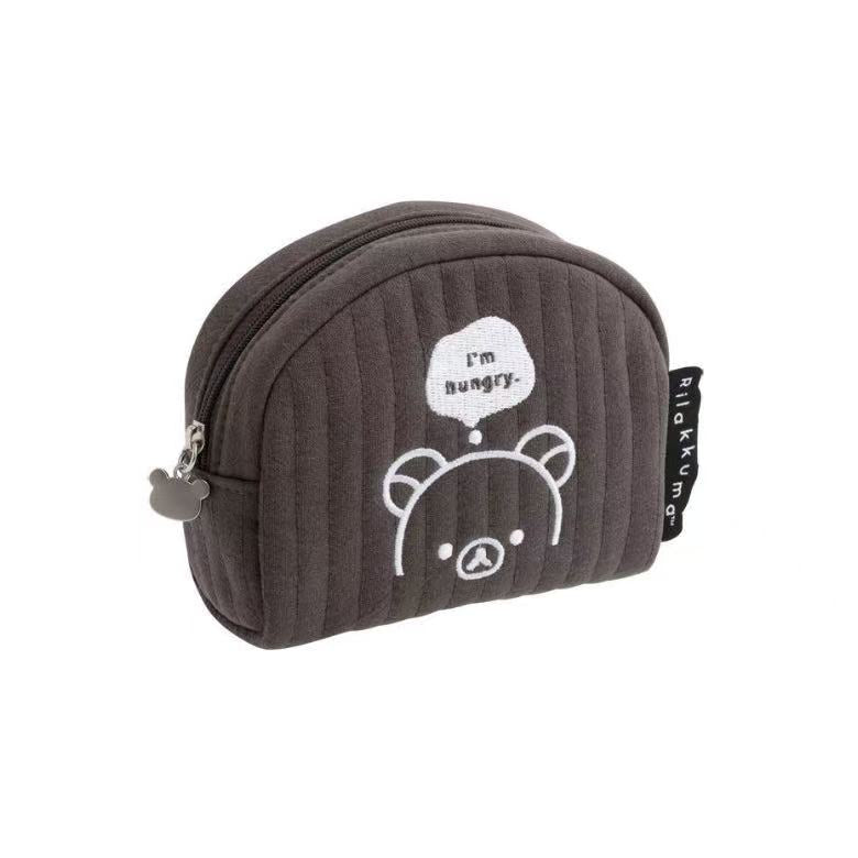 Rilakkuma|San-x Basic Rilakkuma Monochrome Quilted Cosmetic Pouch|110×140×55mm approx.