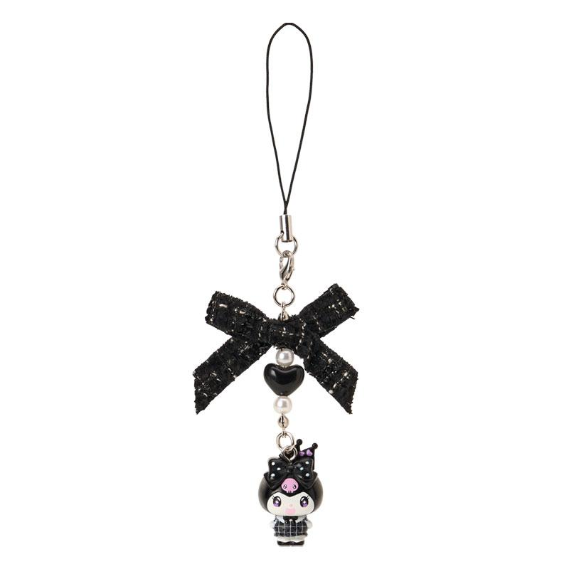 Sanrio|Monochrome Fashion Series All Black Kuromi Mode Mobile Strap|5.5×2×8cm approx.