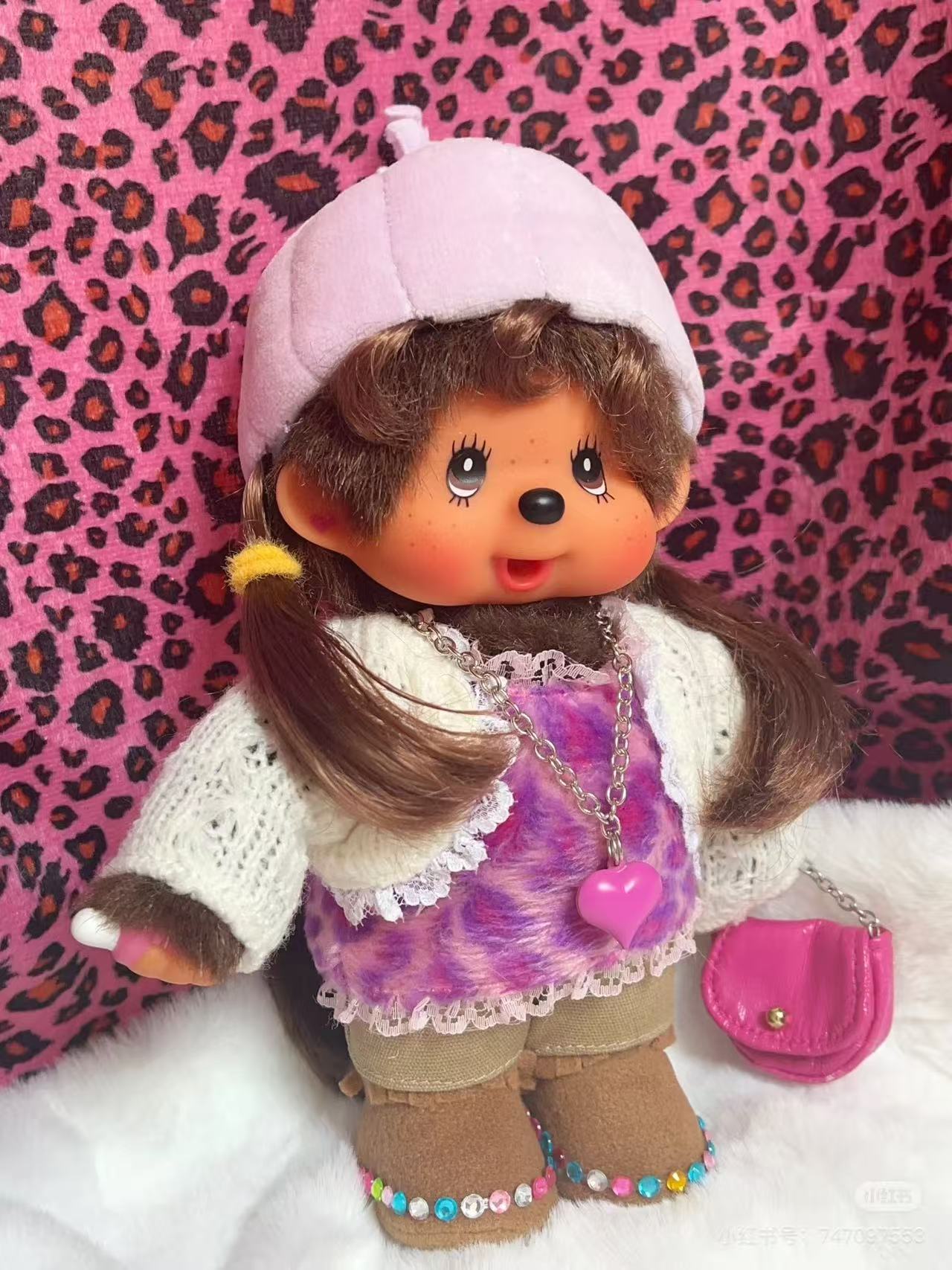 【limit 1】Monchhichi|Limited Edition Leopard print Girl Plush Dolls/Plush Toy