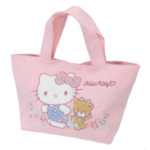 Sanrio|Hello Kitty Tiny Chum Pink Flower Mini Tote Bag|340×200×120mm approx.✔️