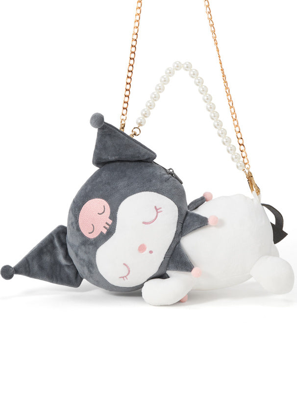 Sanrio|GRL联名限定睡睡公仔珍珠链条斜背包|约31*41*15cm