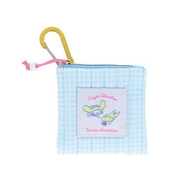 Sanrio三丽鸥|Sanrio × Crayon Shinchan Purse蓝格子小收纳包|約9.5×1×9.5cm