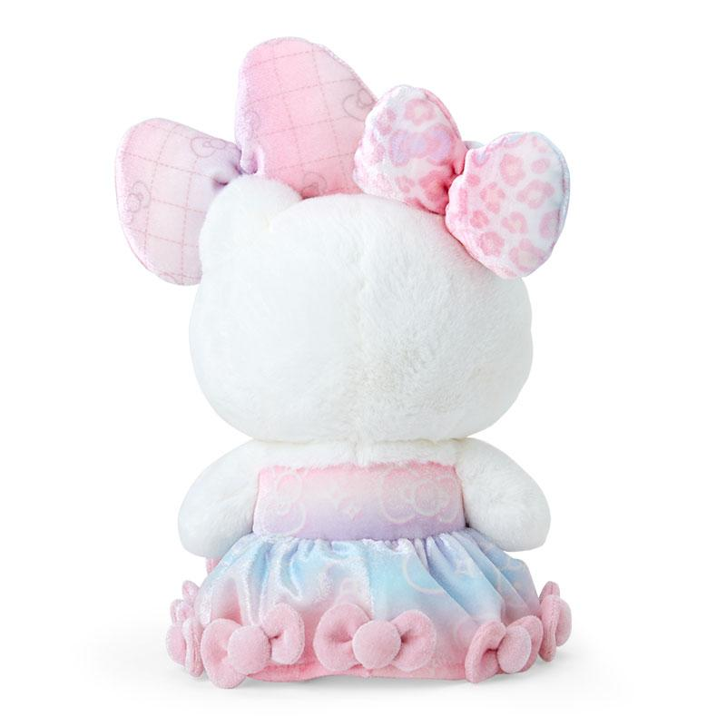 HelloKitty凯蒂猫|Birthday 50th The Fashionable Ribbons Sanrio 50周年生日限定丝绒彩虹渐变蝴蝶结毛绒玩偶/公仔|约幅22×奥行15×高さ28cm