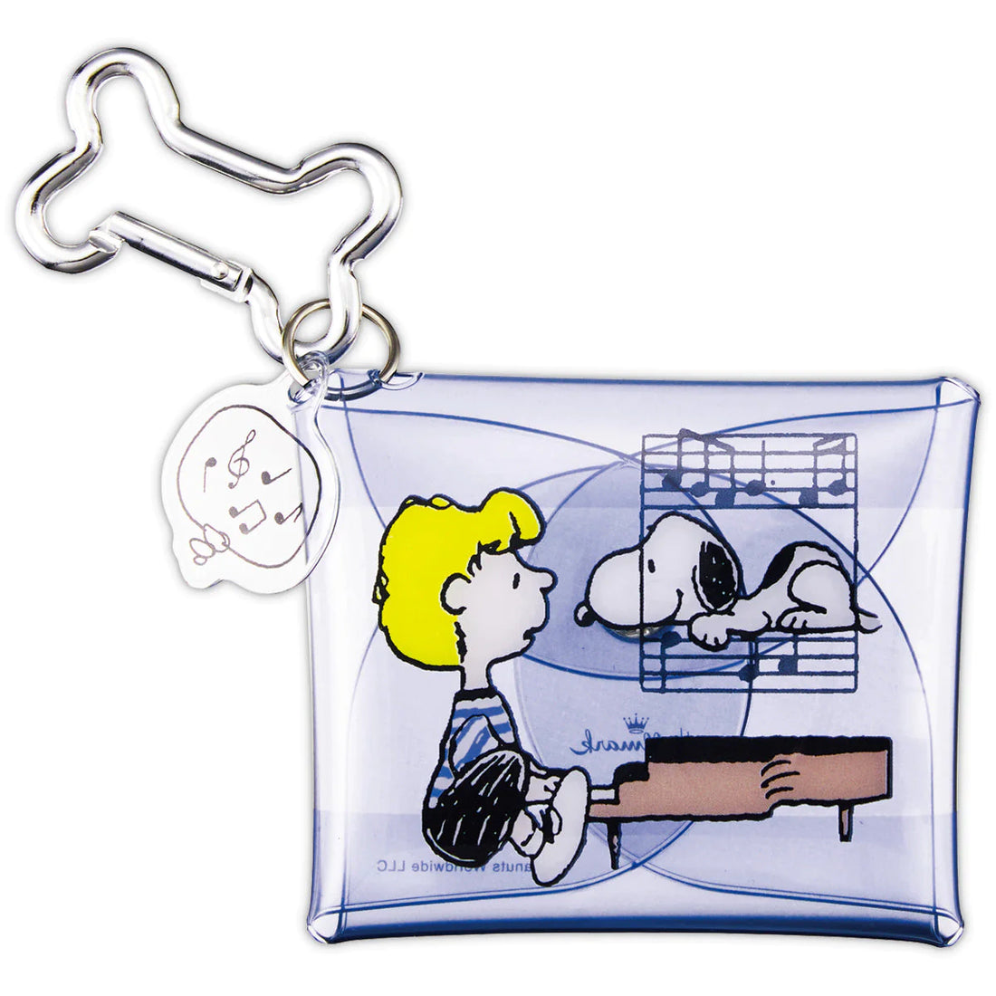 Snoopy|音楽のある日々方形透明pvc钥匙包/零钱包/airpods耳机收纳包/小骨头钥匙扣|约W75×H90×D20mm