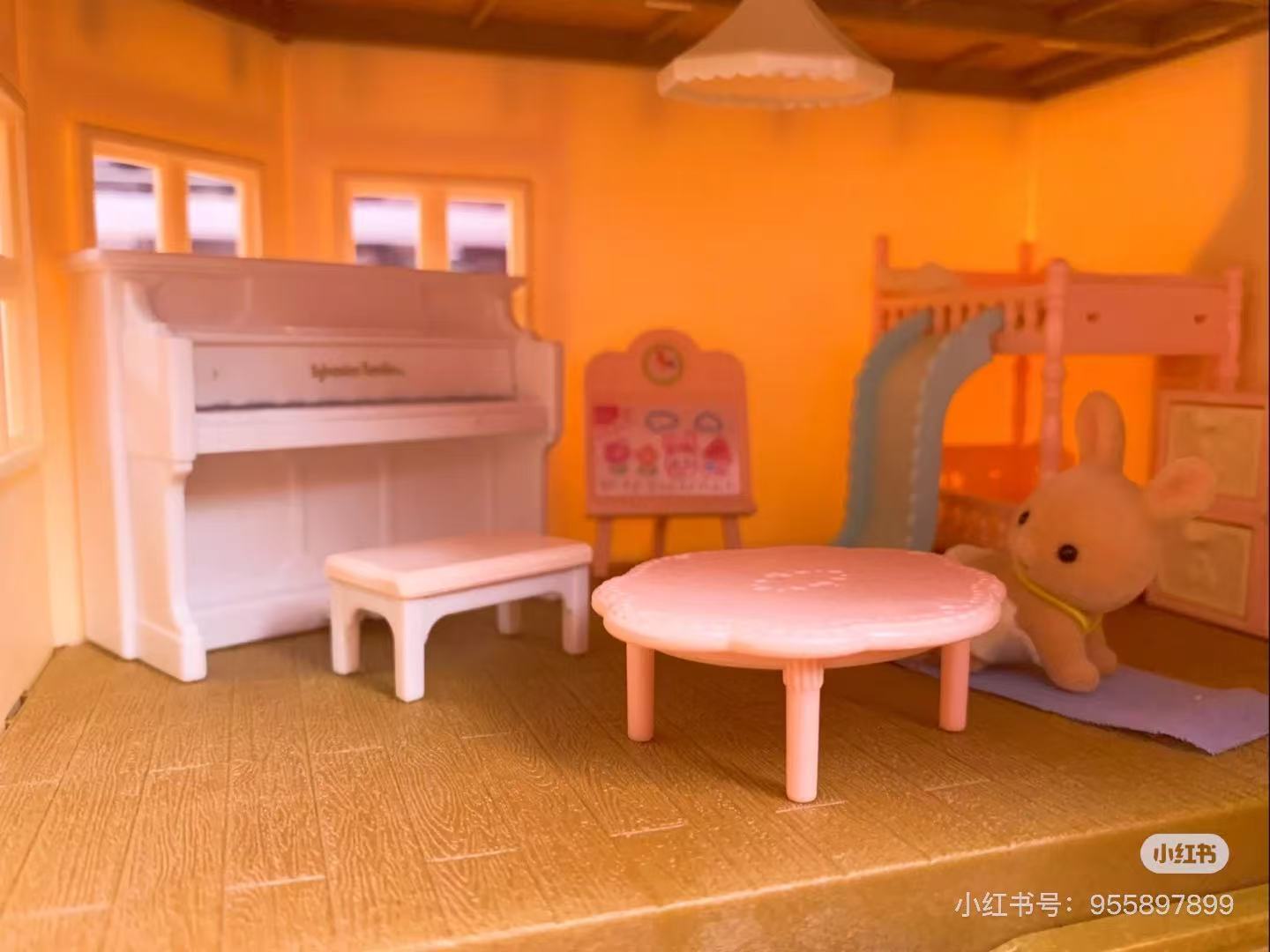 SylvanianFamilies|Rabbit Sister with Piano Set-5139